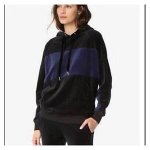 Women's Champion Velour Black And Blue Hoodie Medium Athletic